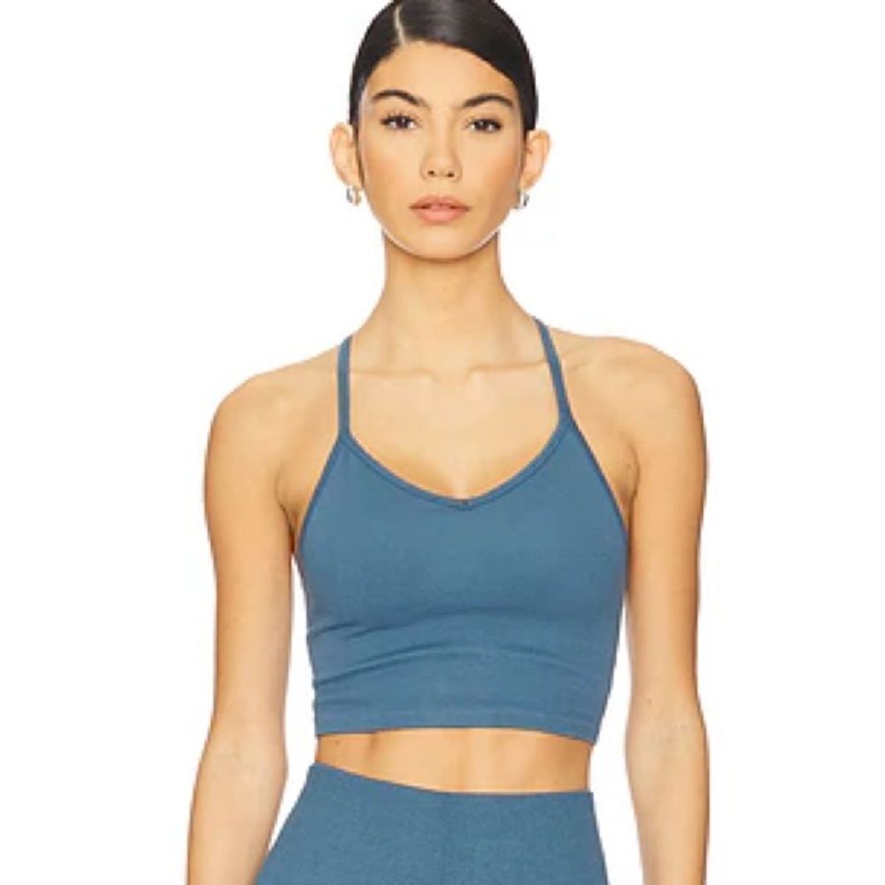 Spiritual Gangster Bryn Seamless Crop Tank in Moonlit Blue